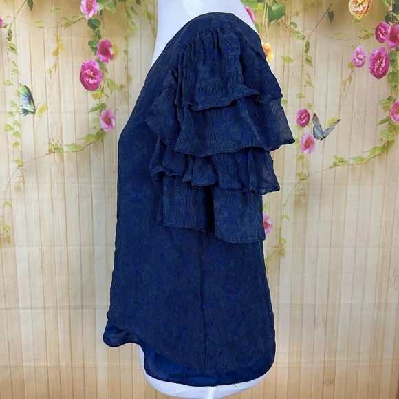 MARGARITA SAPLALA Blue Silk Top - Picture 3 of 7